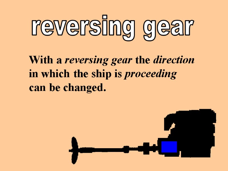 With a reversing gear the direction in which the ship is proceeding can be